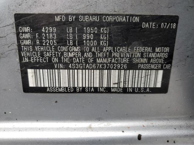 2019 SUBARU IMPREZA PR 4S3GTAD67K3702926