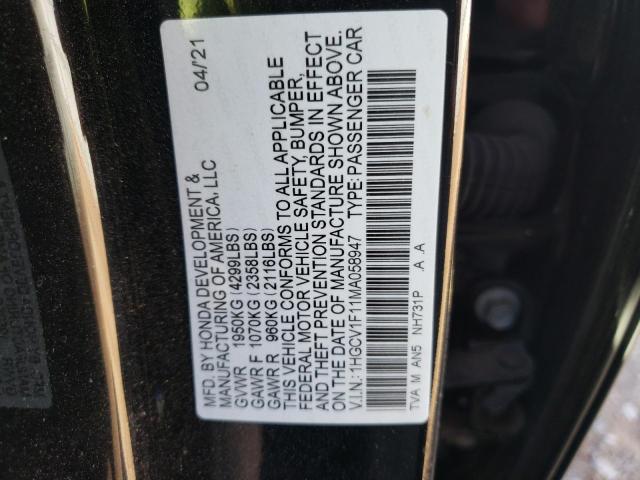 2021 HONDA ACCORD LX 1HGCV1F11MA058947