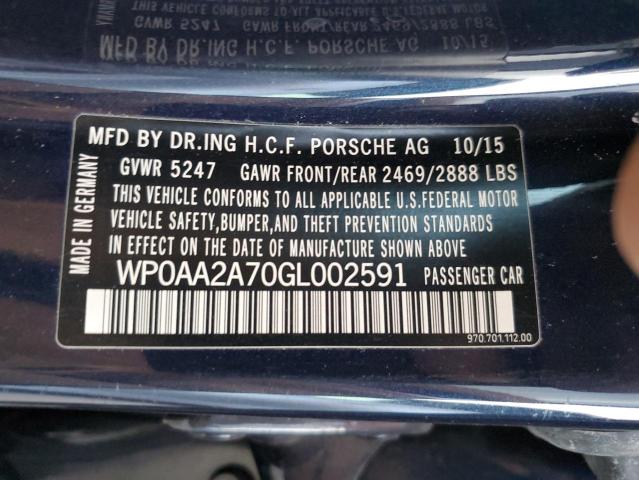 2016 PORSCHE PANAMERA 2 - WP0AA2A70GL002591