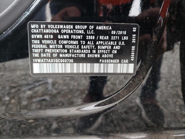 2016 VOLKSWAGEN PASSAT S - 1VWAT7A31GC003735
