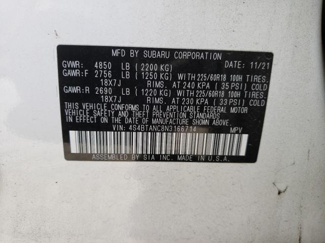 2022 SUBARU OUTBACK LI - 4S4BTANC8N3166714