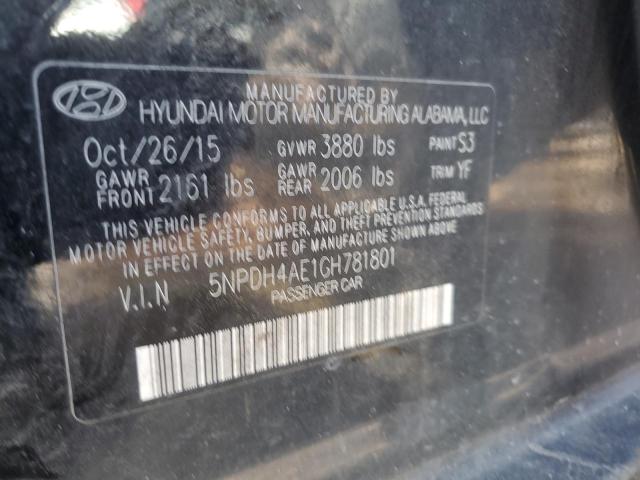 2016 HYUNDAI ELANTRA SE 5NPDH4AE1GH781801