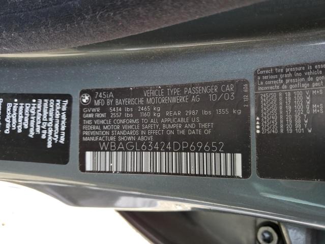 WBAGL63424DP69652 BMW 745 I
