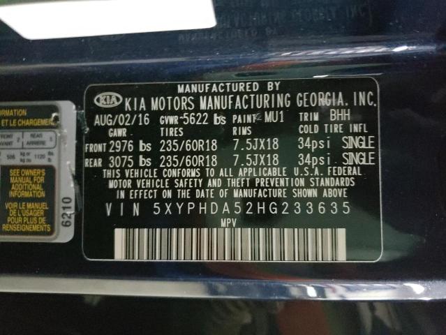 5XYPHDA52HG233635 KIA SORENTO EX