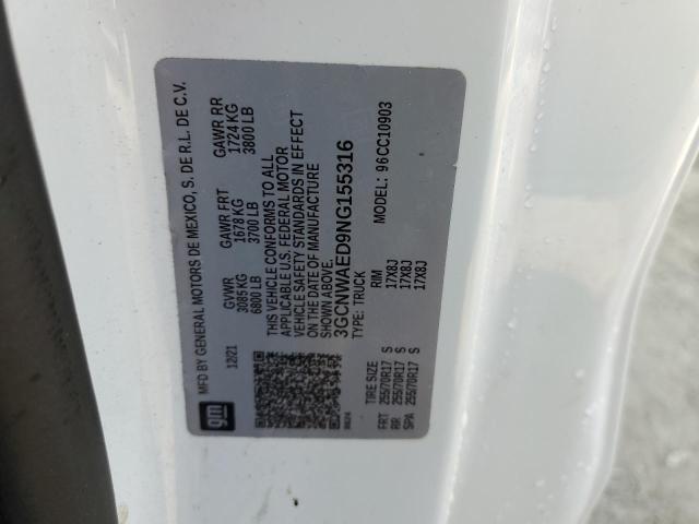 2022 CHEVROLET SILVERADO 3GCNWAED9NG155316