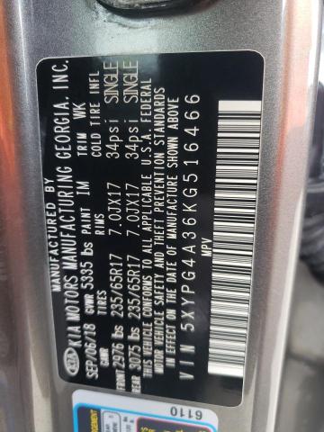 2019 KIA SORENTO L - 5XYPG4A36KG516466