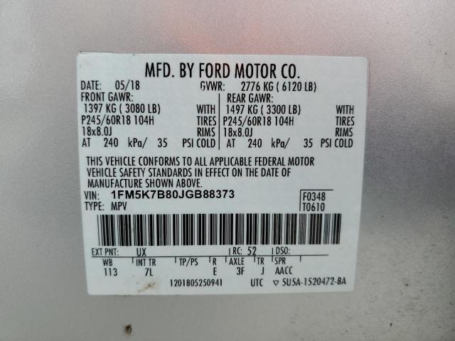 2018 FORD EXPLORER 1FM5K7B80JGB88373