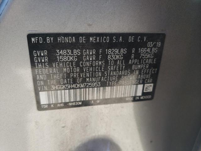 2019 HONDA FIT LX - 3HGGK5H40KM725953
