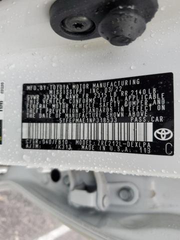 2022 TOYOTA COROLLA LE 5YFEPMAE1NP318533