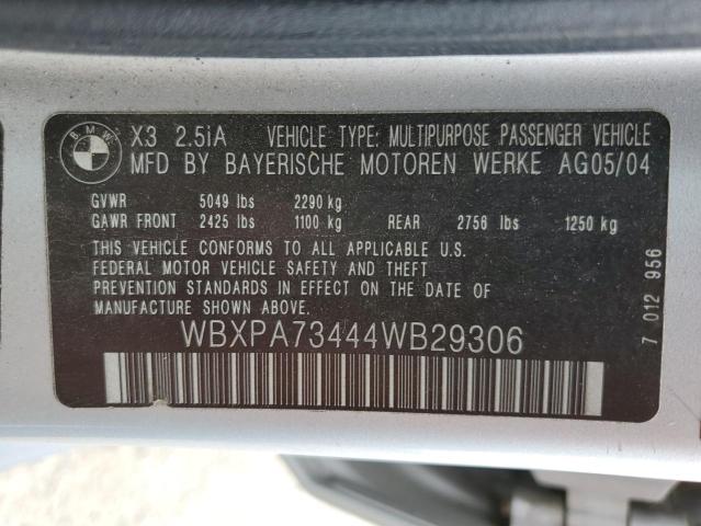 WBXPA73444WB29306 BMW X3 2.5I