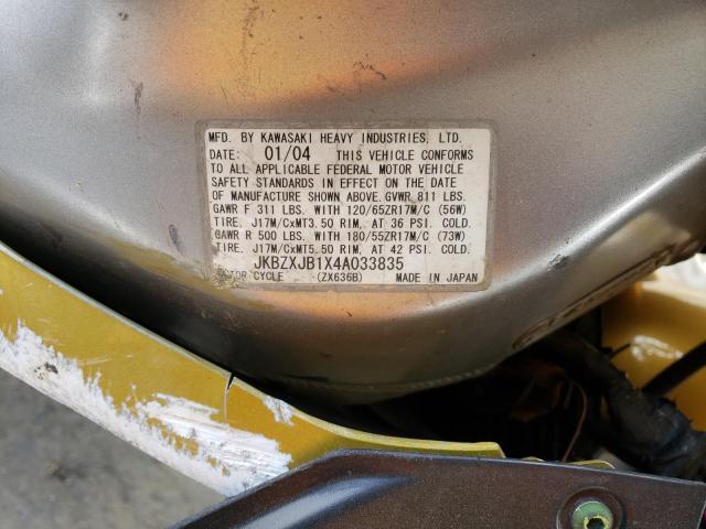 2004 KAWASAKI ZX636 B1 JKBZXJB1X4A033835