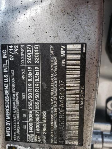 2015 MERCEDES-BENZ ML 400 4MA - 4JGDA5GB0FA454007