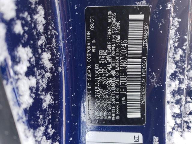 2022 SUBARU BRZ LIMITE JF1ZDBF15N8700246