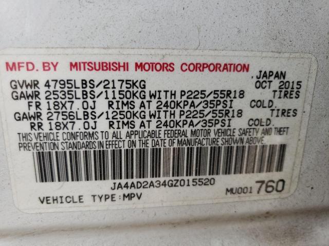 2016 MITSUBISHI OUTLANDER JA4AD2A34GZ015520