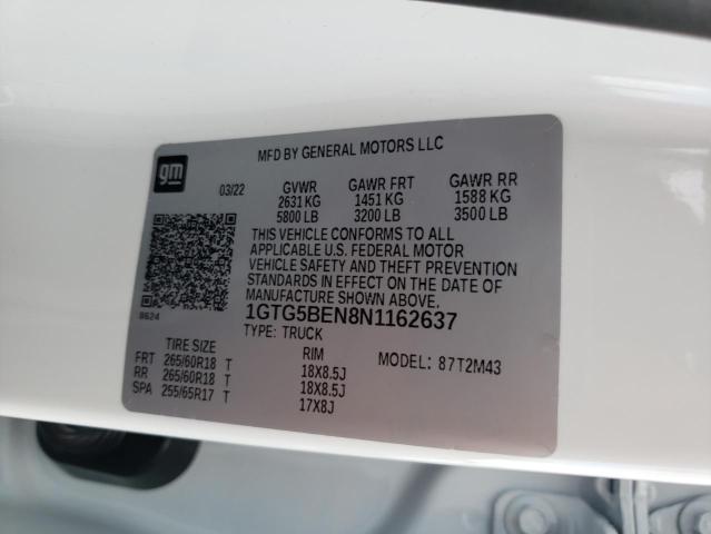 2022 GMC CANYON ELE 1GTG5BEN8N1162637