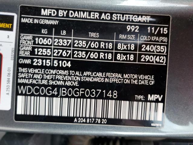 2016 MERCEDES-BENZ GLC 300 - WDC0G4JB0GF037148