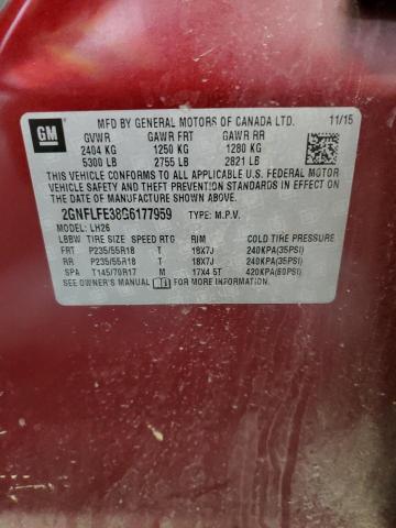 2016 CHEVROLET EQUINOX LT 2GNFLFE38G6177959