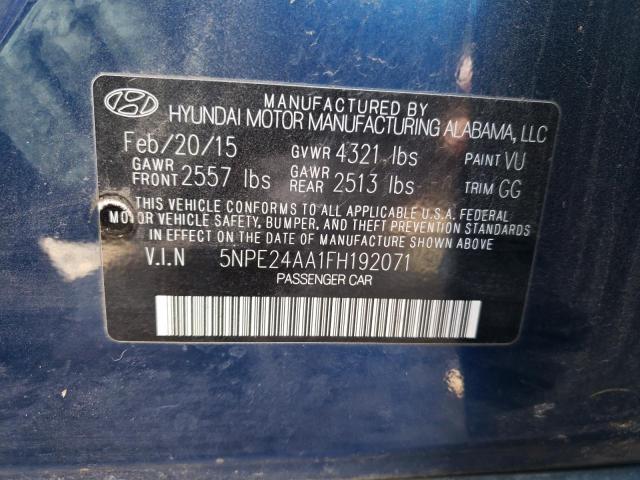 5NPE24AA1FH192071 Hyundai SONATA ECO