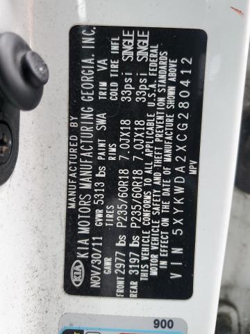 5XYKWDA2XCG280412 KIA SORENTO SX