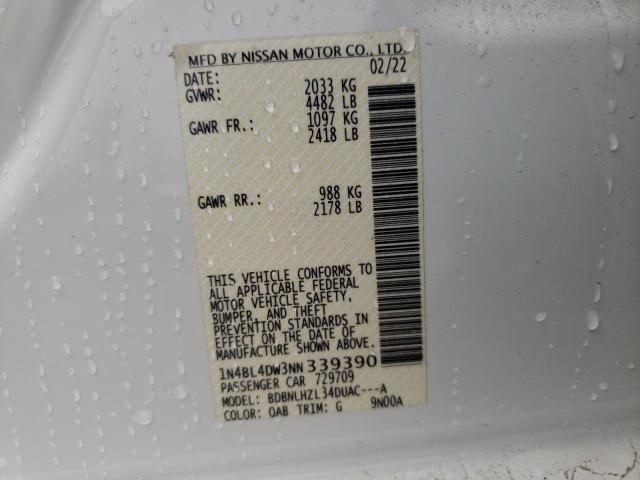 2022 NISSAN ALTIMA SV 1N4BL4DW3NN339390