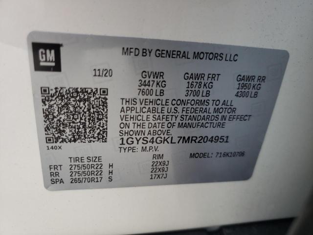2021 CADILLAC ESCALADE S - 1GYS4GKL7MR204951