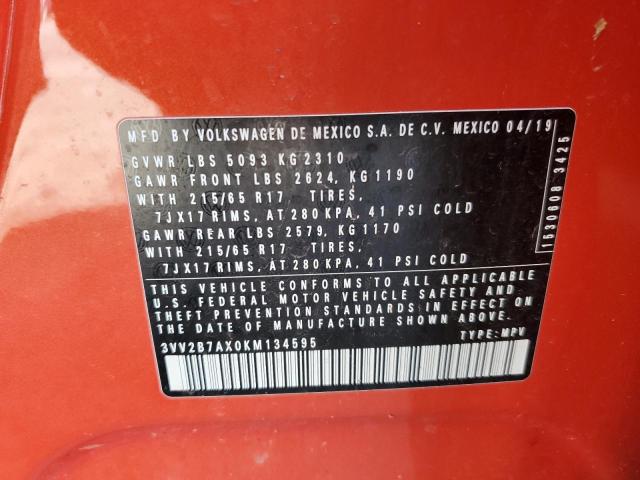 2019 VOLKSWAGEN TIGUAN SE - 3VV2B7AX0KM134595