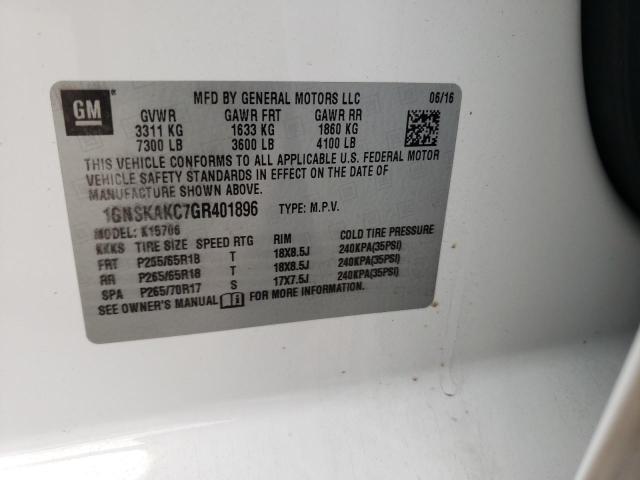 2016 CHEVROLET TAHOE K150 1GNSKAKC7GR401896