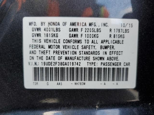 2016 ACURA ILX BASE W - 19UDE2F38GA019742