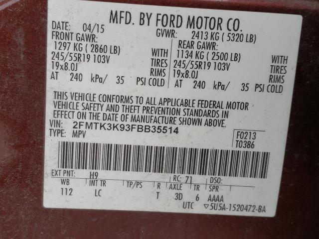 2FMTK3K93FBB35514 2015 FORD EDGE, photo no. 13