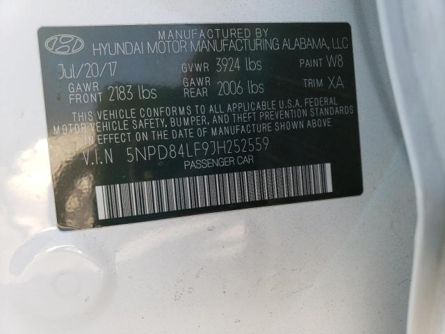 2018 HYUNDAI ELANTRA SE 5NPD84LF9JH252559