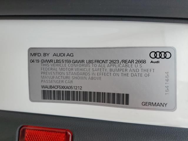 2019 AUDI S5 PREMIUM - WAUB4CF5XKA051212