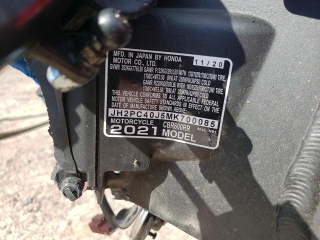 2021 HONDA CBR600 RA - JH2PC40J5MK700085
