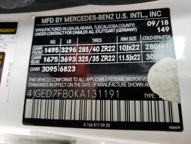 2019 MERCEDES-BENZ GLE COUPE - 4JGED7FB0KA131191