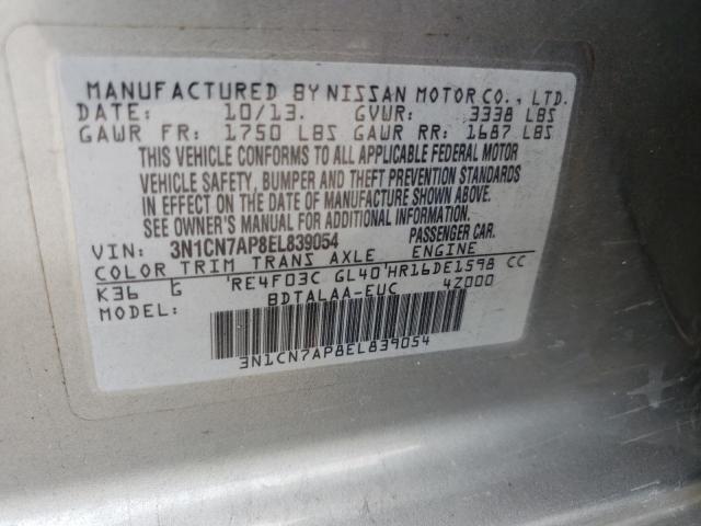 3N1CN7AP8EL839054 Nissan VERSA S