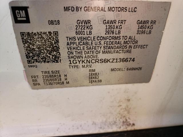 2019 CADILLAC XT5 LUXURY 1GYKNCRS6KZ136674