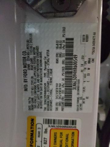 3LN6L5D94HR600549 Lincoln MKZ SELECT