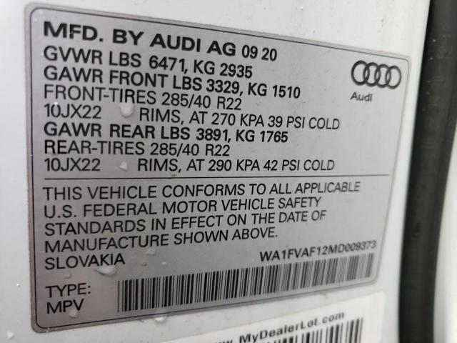 2021 AUDI Q8 PRESTIG - WA1FVAF12MD009373
