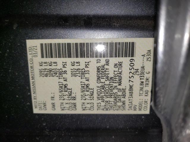 5N1AT3AB8MC752509 Nissan ROGUE S