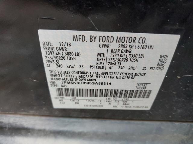 2019 FORD EXPLORER X - 1FM5K8D89KGA89314