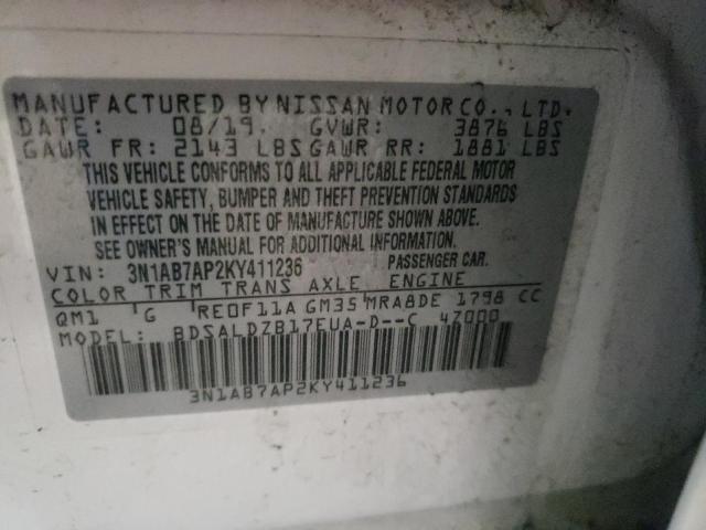 2019 NISSAN SENTRA S 3N1AB7AP2KY411236