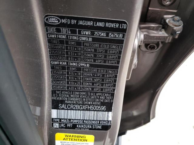 2015 LAND ROVER DISCOVERY - SALCR2BGXFH500596
