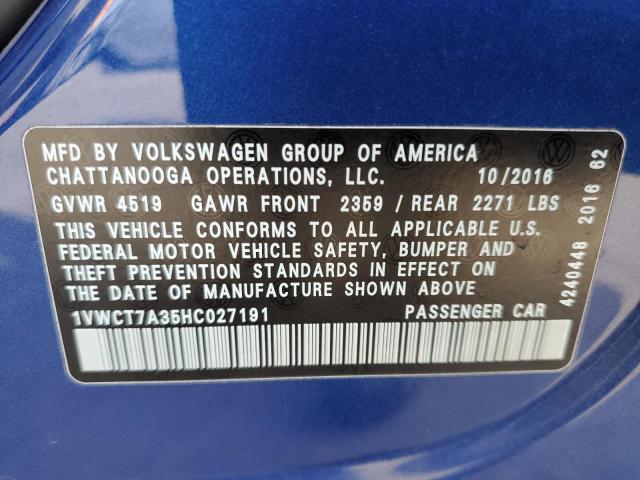 2017 VOLKSWAGEN PASSAT SEL - 1VWCT7A35HC027191