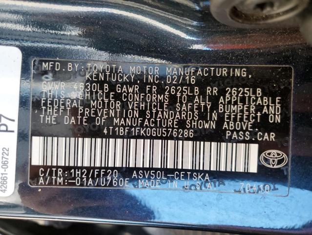 2016 TOYOTA CAMRY LE 4T1BF1FK0GU576286