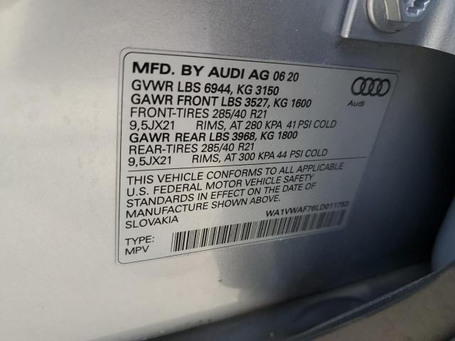 2020 AUDI SQ7 PRESTI WA1VWAF76LD011753