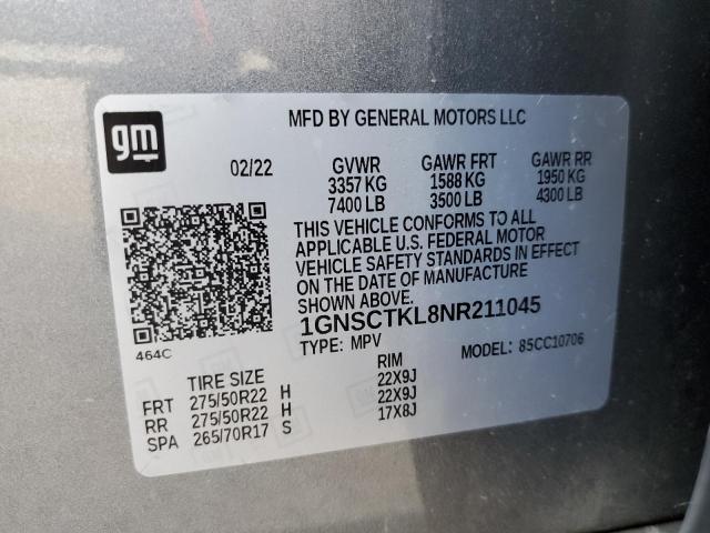 2022 CHEVROLET TAHOE C150 - 1GNSCTKL8NR211045