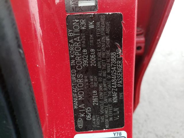 KNAFZ4A84G5473888 KIA FORTE EX