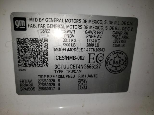 2022 GMC SIERRA K15 - 3GTUUCET4NG565137