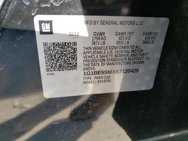 2019 CHEVROLET CRUZE LT - 1G1BE5SMXK7120429