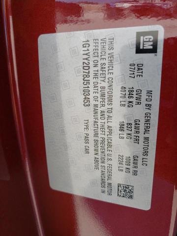 2018 CHEVROLET CORVETTE G - 1G1YY2D78J5103453
