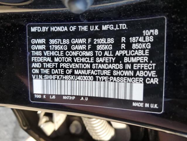 2019 HONDA CIVIC EX SHHFK7H65KU403030